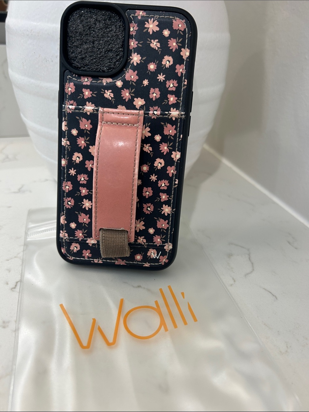Walli Floral iPhone 14 Case with Pink Strap
